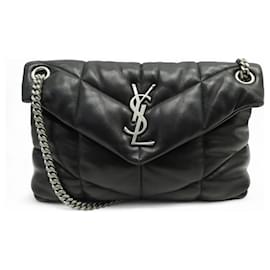 Yves Saint Laurent BOLSO SAINT LAURENT LOULOU PUFFER PEQUEÑO 577476 CUERO NEGRO BANDOLERA Negro
