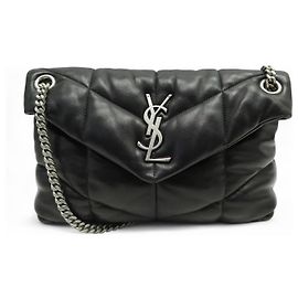 Yves Saint Laurent BORSO SAINT LAURENT LOULOU PUFFER SMALL 577476 PELLE NERA A TRACOLLA Nero