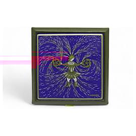 Hermès-VINTAGE HERMES POWDER COMPACT FIREWORKS 150 YEARS 1987 DUCHENE GOAT LEATHER-Blue