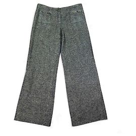 CALÇA CHANEL P26752 40 M CINZA EM TWEED DE SEDA LÃ ALPACA Cinza