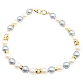 Pulseira de pérolas Tasaki com diamante K18 em ouro amarelo Branco