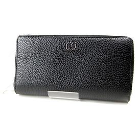 Gucci Leather Long Zip Wallet Black