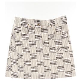 Damier Baumwollrock von Louis Vuitton Schwarz Beige Roh