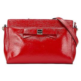 Bolso de cadena de cuero patentado con cinta Kate Spade Roja