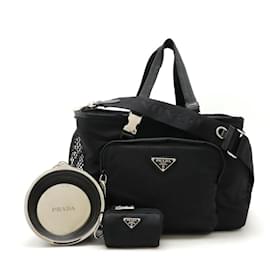 Prada-Prada Re-Nylon Triangle Logo Pet Bag 2way 2VC030-Black