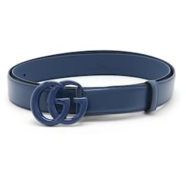 Gucci-Gucci Leather GG Marmont Belt 414516-Blue