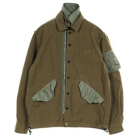 Blouson in misto di lana Wool Surge di Sacai Verde Cachi