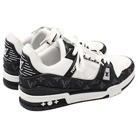 Louis Vuitton-Louis Vuitton LV Trainer Monogram Leather Canvas Sneakers-Black,White