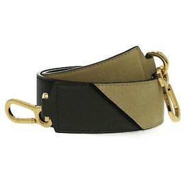 Sangle en cuir Loewe Puzzle Noir Beige Vert olive