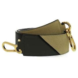 Loewe-Loewe Puzzle Leather Shoulder Strap-Black,Beige,Olive green