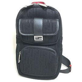 Fendi 7VZ049 Bauchtasche mit Zucca FF-Muster Schwarz Rot