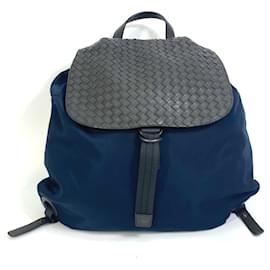 Bottega Veneta-Bottega Veneta Intrecciato Backpack-Brown,Navy blue