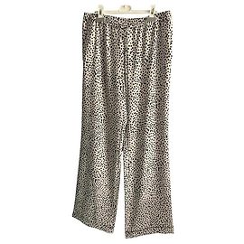 Pantalon Max Mara Beige en Polyester à Rayures Noires Noir Beige