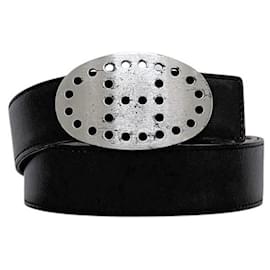 Hermès-Hermes Evelyn Leather Belt-Brown,Black,Silvery