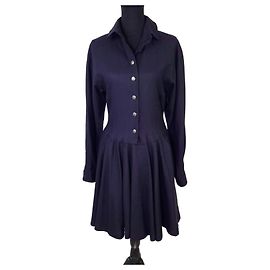 Byblos dark blue vintage wool dress from the 90s Dark blue