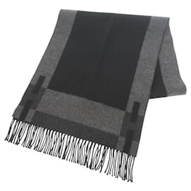 Hermès-Xale de cashmere H Passant da Hermès-Marrom,Preto