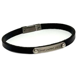 Bracciale in pelle con placca identificativa per uomo Yves Saint Laurent Paris Altro