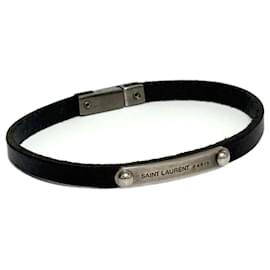 Yves Saint Laurent-Yves Saint Laurent Paris Men's Leather ID Plate Bracelet-Other