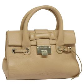 Jimmy Choo Handtasche aus Leder Beige Gold Auth bs28764 Beige Golden