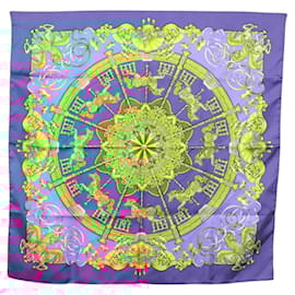 Hermès-HERMES Carre 90 Scarf ""Plumes et Grelots"" Silk Blue Auth 138497-Blue