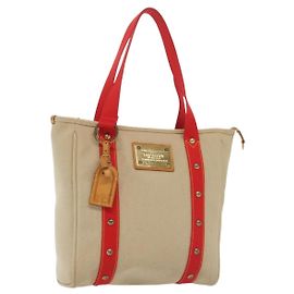 LOUIS VUITTON Antigua Cabas MM Borsa Tote Beige Rosso M40035 LV Auth 137278 Rosso Beige