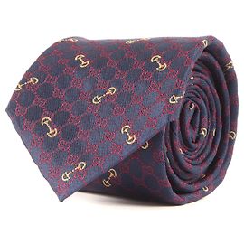 Colección Primavera/Verano 2025 de Gucci Corbata de Seda Jacquard GG Roja Azul