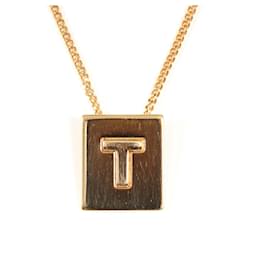 Céline-Celine 20SS Alphabet T Necklace in Gold-Golden