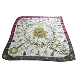 Hermès-Hermès square 'Les Clefs' vintage 90X90-Dark red