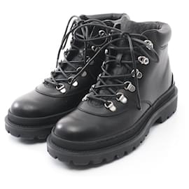 Dior-Dior Lace Up Leather Canvas Boots-Black