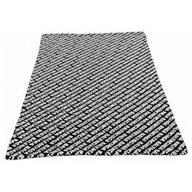 Balenciaga-Balenciaga Allover Logo Acrylic Polyester Blanket-Black