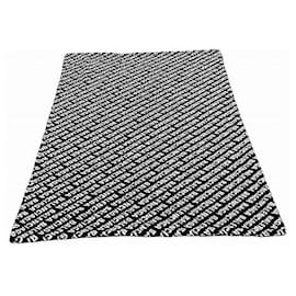 Balenciaga-Balenciaga Allover Logo Acrylic Polyester Blanket-Black