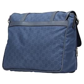 Gucci-Gucci GG Nylon Shoulder Bag-Blue,Navy blue