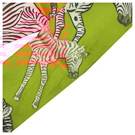 Hermès-Hermes LES ZEBRES Twilly Silk Scarf-Multiple colors,Orange