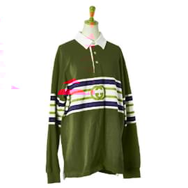 Gucci-Gucci Polo Shirt Cotton Long Sleeve Top-Red,Multiple colors