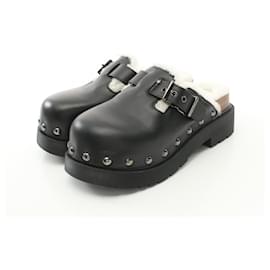 Dior-Dior Quake Leather Shearling Clog-Black,White