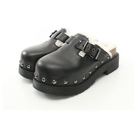 Zoccolo in pelle shearling Dior Quake Nero Bianco