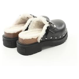 Dior-Dior Quake Leather Shearling Clog-Black,White