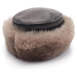 Hermès-Hermes Official Product Name Fur Lamb Leather Hat-Brown
