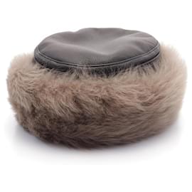 Hermès-Hermes Official Product Name Fur Lamb Leather Hat-Brown