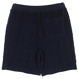 Fendi-Fendi FF logo Pile Pants-Blue,Navy blue