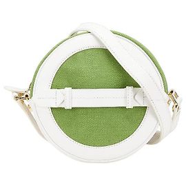 Tory Burch Canvas-Leder Umhängetasche Weiß Grün
