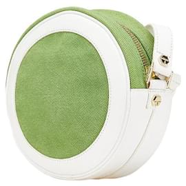 Tory Burch-Tory Burch Official Unnamed Canvas Leather Shoulder Bag-White,Green