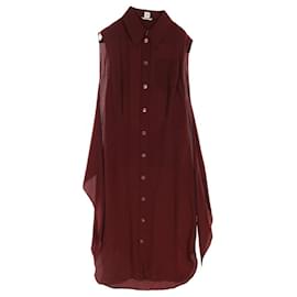 Hermès-Hermes Dress Silk Dress-Brown,Dark red