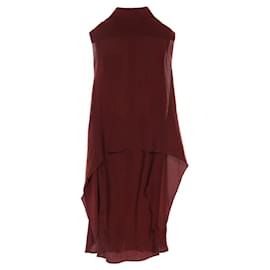 Hermès-Hermes Dress Silk Dress-Brown,Dark red