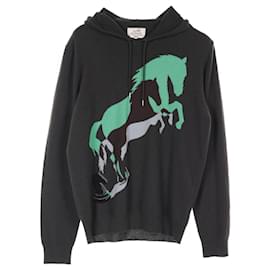 Hermès-Hermes Chess and Shadow Cashmere Hoodie-Green