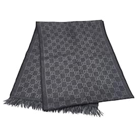 Gucci-Gucci GG Pattern Wool Scarf-Brown,Black