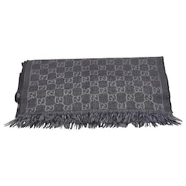 Gucci-Gucci GG Pattern Wool Scarf-Brown,Black
