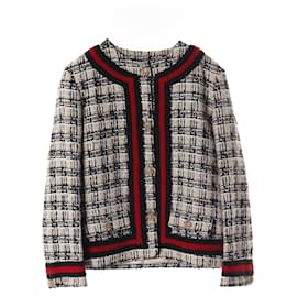 Gucci-Gucci Square G Check Wool Cotton Outerwear-White,Red,Cream,Navy blue