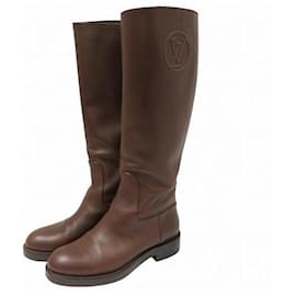 Louis Vuitton-Louis Vuitton Leather Long Boots-Brown