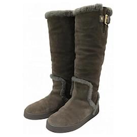 Louis Vuitton-Louis Vuitton Suede Long Boots-Grey